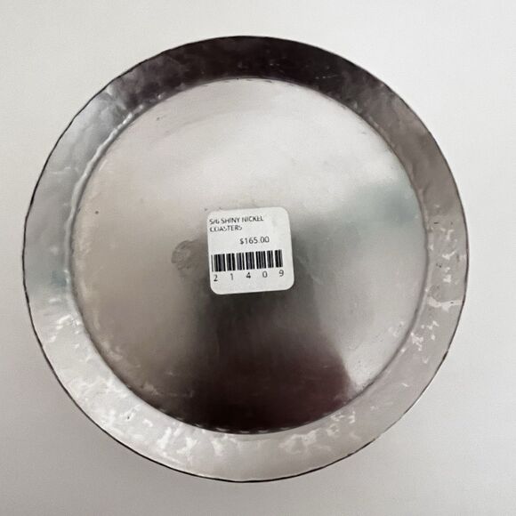 Blue Pheasant Winsford Shiny Nickel, Coasters Set of 5, Etched Metal - Picture 13 of 13